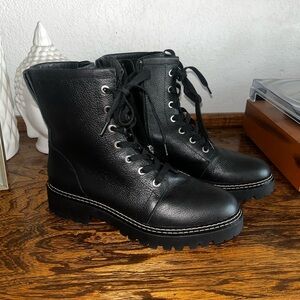 Women’s Black Leather Combat Boots Size 8 by Nordstrom